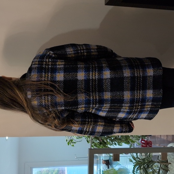 Aritzia Wilfred Free blue Yellow Wool Blend Plaid Casual Peacoat Jacket Size XS - Picture 6 of 14